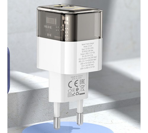 МЗП Hoco C131A Platium PD30W+QC3.0 (1USB-C) + кабель Type-C to Lightning Transparent black МЗП Hoco C131A Platium PD30W+QC3.0 (1USB-C) + кабель Type-C to Lightning Transparent black