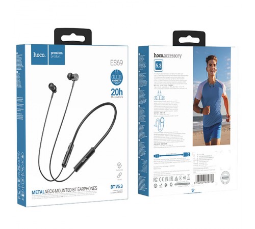 Bluetooth Навушники Hoco ES69 Platium neck-mounted Black Bluetooth Навушники Hoco ES69 Platium neck-mounted Black