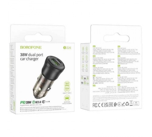 АЗП Borofone BZ25 Journey PD38W (1C/1A) Transparent black