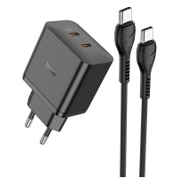 МЗП Hoco N35 Streamer PD45W (2USB-C) + кабель Type-C to Type-C Black