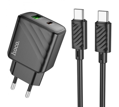 МЗП Hoco CS23A Sunlight PD30W+QC3.0 (1USB-A/1C) + кабель Type-C to Type-C Black
