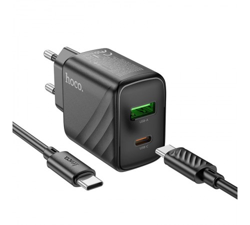 МЗП Hoco CS23A Sunlight PD30W+QC3.0 (1USB-A/1C) + кабель Type-C to Type-C Black