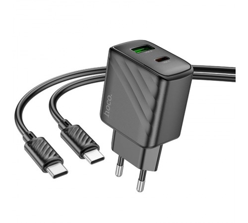 МЗП Hoco CS23A Sunlight PD30W+QC3.0 (1USB-A/1C) + кабель Type-C to Type-C Black