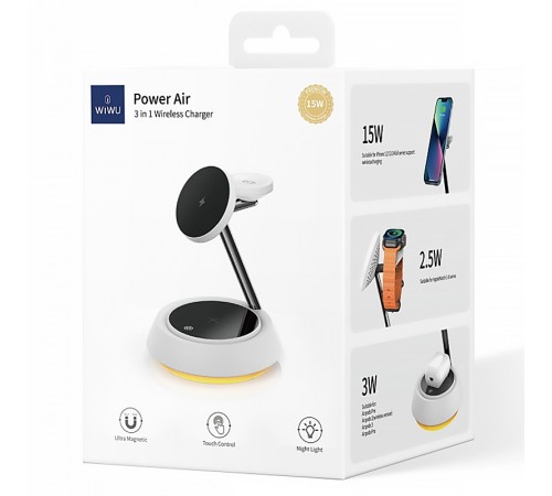 БЗП WIWU Wi-W002 3 in 1 wireless charger White БЗП WIWU Wi-W002 3 in 1 wireless charger White