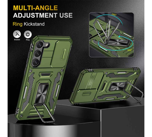 Ударостійкий чохол Camshield Army Ring для Samsung Galaxy S21+ Оливковий / Army Green