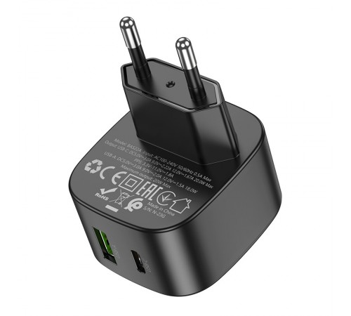 МЗП Borofone BAS22A Fortune PD20W+QC3.0 (1USB-A/1C) Black МЗП Borofone BAS22A Fortune PD20W+QC3.0 (1USB-A/1C) Black