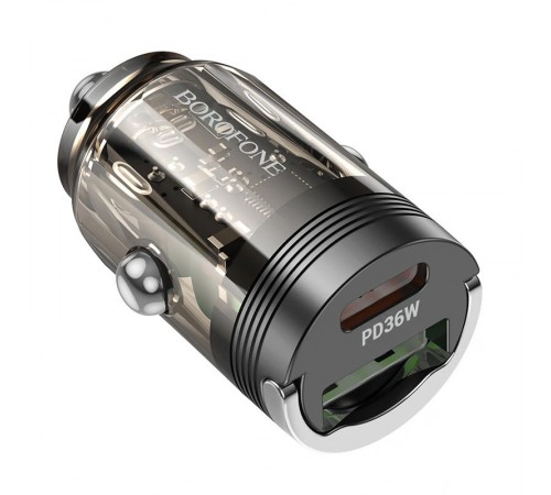 АЗП Borofone BZ29A Talented PD36W+QC3.0 (1USB-A/1C) Transparent black АЗП Borofone BZ29A Talented PD36W+QC3.0 (1USB-A/1C) Transparent black