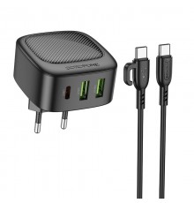 МЗП Borofone BAS23A Lucky PD30W (2USB-A/1C) + кабель Type-C to Type-C Black