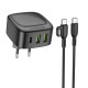 МЗП Borofone BAS23A Lucky PD30W (2USB-A/1C) + кабель Type-C to Type-C Black