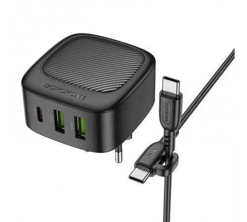 МЗП Borofone BAS23A Lucky PD30W (2USB-A/1C) + кабель Type-C to Type-C Black МЗП Borofone BAS23A Lucky PD30W (2USB-A/1C) + кабель Type-C to Type-C Black
