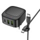 МЗП Borofone BAS23A Lucky PD30W (2USB-A/1C) + кабель Type-C to Type-C Black