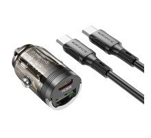 АЗП Borofone BZ29A Talented PD36W+QC3.0 (1USB-A/1C) + кабель Type-C to Type-C Transparent black