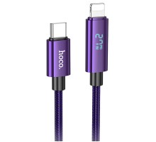 Дата кабель Hoco U125 Benefit 27W Type-C to Lightning with display (1.2m) Purple