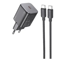 МЗП Hoco N40 Mighty PD20W (1USB-C) + кабель Type-C to Type-C Black