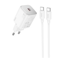 МЗП Hoco N40 Mighty PD20W (1USB-C) + кабель Type-C to Type-C White
