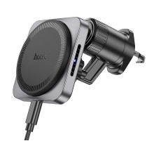 Автотримач з БЗП Hoco HW15 Speed (air outlet) Black / Metal gray