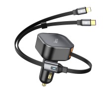АЗП Hoco NZ13 Clever PD30W + выдвижные кабелю Type-C and Lightning Black