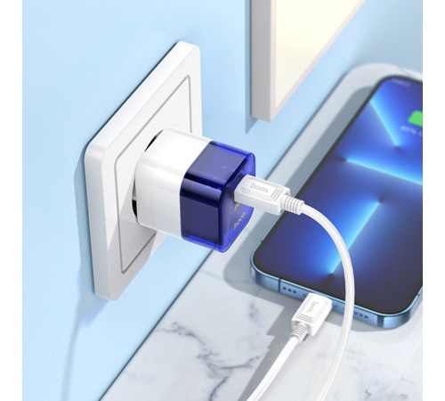 МЗП Hoco C125A Transparent PD20W (1USB-C) Transparent blue МЗП Hoco C125A Transparent PD20W (1USB-C) Transparent blue