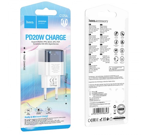МЗП Hoco C125A Transparent PD20W (1USB-C) Transparent blue МЗП Hoco C125A Transparent PD20W (1USB-C) Transparent blue