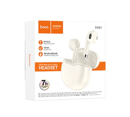 Бездротові TWS навушники Hoco EW61 June Milky White