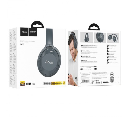 Накладні бездротові навушники Hoco W37 Sound Active Noise Reduction Smoky blue Накладні бездротові навушники Hoco W37 Sound Active Noise Reduction Smoky blue
