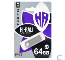 Флеш накопичувач USB 3.0 Hi-Rali Shuttle 64 GB Срібна серія Срібний