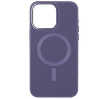 Шкіряний чохол Bonbon Leather Metal Style with MagSafe для Apple iPhone 15 (6.1") Сірий / Lavender