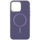 Шкіряний чохол Bonbon Leather Metal Style with MagSafe для Apple iPhone 15 (6.1") Сірий / Lavender