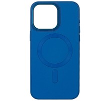 Шкіряний чохол Bonbon Leather Metal Style with MagSafe для Apple iPhone 15 (6.1") Синій / Indigo