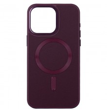 Шкіряний чохол Bonbon Leather Metal Style with MagSafe для Apple iPhone 15 Plus (6.7") Бордовий / Plum
