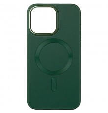 Шкіряний чохол Bonbon Leather Metal Style with MagSafe для Apple iPhone 15 Plus (6.7") Зелений / Pine green