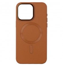Шкіряний чохол Bonbon Leather Metal Style with MagSafe для Apple iPhone 15 Plus (6.7") Коричневий / Brown