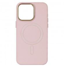 Шкіряний чохол Bonbon Leather Metal Style with MagSafe для Apple iPhone 15 Plus (6.7") Рожевий / Light pink