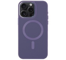 Шкіряний чохол Bonbon Leather Metal Style with MagSafe для Apple iPhone 15 Pro (6.1") Сірий / Lavender