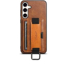 Шкіряний чохол Wallet case and straps для Samsung Galaxy S24 Коричневий / Brown