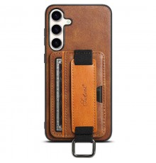 Шкіряний чохол Wallet case and straps для Samsung Galaxy S24+ Коричневий / Brown