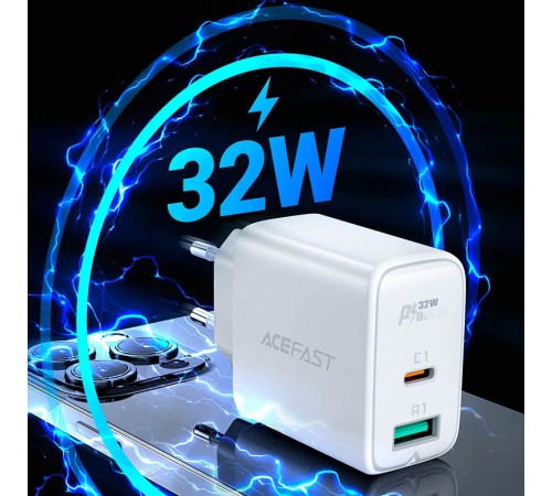 МЗП Acefast A5 PD32W+QC3.0 (1USB-A/1C) White