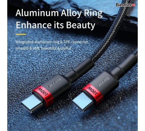 Дата кабель Baseus Cafule Type-C to Type-C PD2.0 100W (2m) (CATKLF-AL) Red / Black