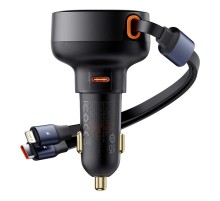 АЗП Baseus Enjoyment Pro 60W (1USB-C) + выдвижные кабелю Type-C and Lightning (C00057802111-0) Cluster Black