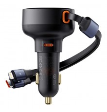 АЗП Baseus Enjoyment Pro 60W (1USB-C) + выдвижные кабелю Type-C and Lightning (C00057802111-0) Cluster Black