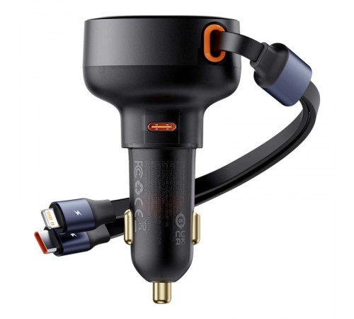 АЗП Baseus Enjoyment Pro 60W (1USB-C) + выдвижные кабелю Type-C and Lightning (C00057802111-0) Cluster Black АЗП Baseus Enjoyment Pro 60W (1USB-C) + выдвижные кабелю Type-C and Lightning (C00057802111-0) Cluster Black
