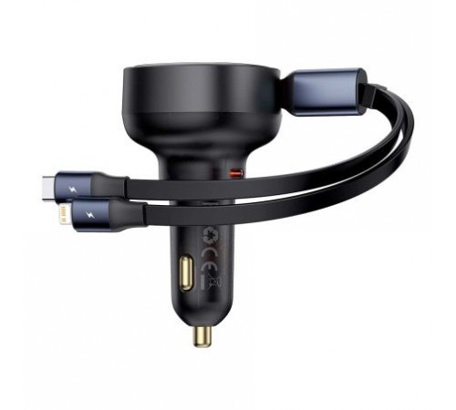 АЗП Baseus Enjoyment Pro 60W (1USB-C) + выдвижные кабелю Type-C and Lightning (C00057802111-0) Cluster Black АЗП Baseus Enjoyment Pro 60W (1USB-C) + выдвижные кабелю Type-C and Lightning (C00057802111-0) Cluster Black