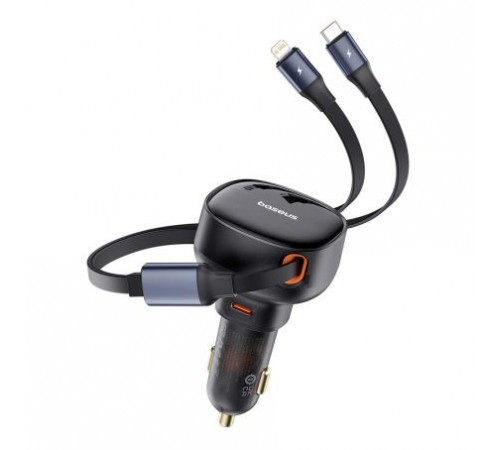 АЗП Baseus Enjoyment Pro 60W (1USB-C) + выдвижные кабелю Type-C and Lightning (C00057802111-0) Cluster Black АЗП Baseus Enjoyment Pro 60W (1USB-C) + выдвижные кабелю Type-C and Lightning (C00057802111-0) Cluster Black