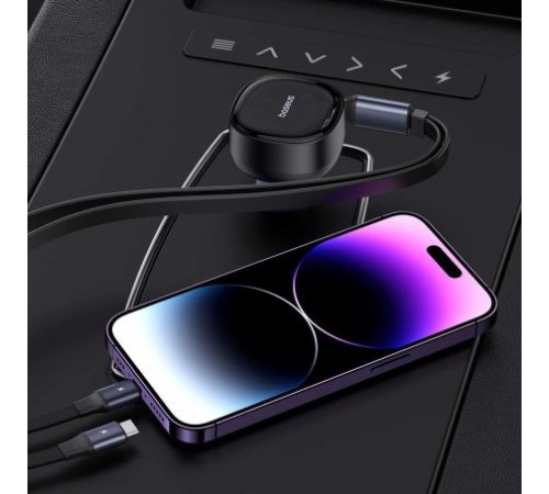 АЗП Baseus Enjoyment Pro 60W (1USB-C) + выдвижные кабелю Type-C and Lightning (C00057802111-0) Cluster Black АЗП Baseus Enjoyment Pro 60W (1USB-C) + выдвижные кабелю Type-C and Lightning (C00057802111-0) Cluster Black