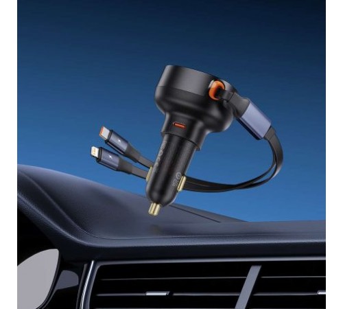 АЗП Baseus Enjoyment Pro 60W (1USB-C) + выдвижные кабелю Type-C and Lightning (C00057802111-0) Cluster Black АЗП Baseus Enjoyment Pro 60W (1USB-C) + выдвижные кабелю Type-C and Lightning (C00057802111-0) Cluster Black