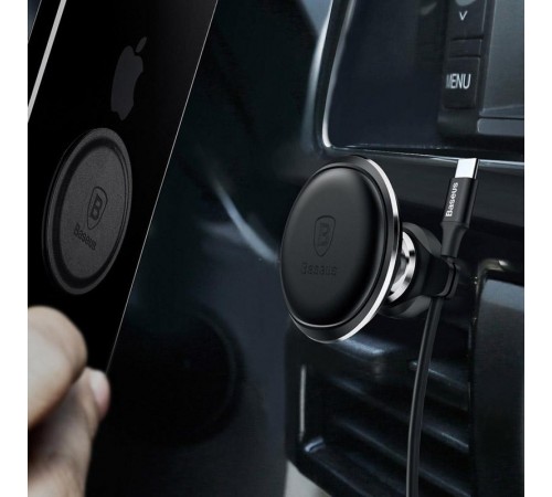 Автотримач магнітний Baseus Magnetic Air Vent OS with cable clip (C40141201113-00) Black