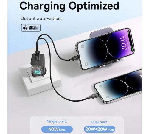 МЗП Baseus GaN5 Pro OS + Type-C to Type-C 40W (CCGP18010) Black