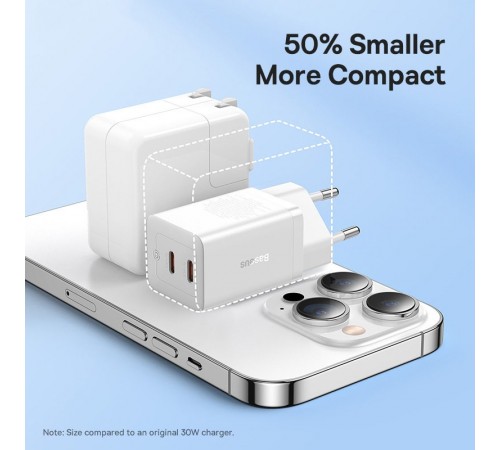 МЗП Baseus GaN5 Pro OS + Type-C to Type-C 40W (CCGP18010) White