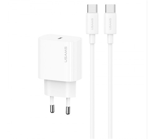 МЗП Usams US-OYXLTZ01 CC226 PD20W (1USB-C) + кабель Type-C to Type-C White МЗП Usams US-OYXLTZ01 CC226 PD20W (1USB-C) + кабель Type-C to Type-C White