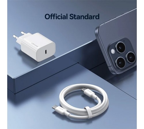 МЗП Usams US-OYXLTZ01 CC226 PD20W (1USB-C) + кабель Type-C to Type-C White МЗП Usams US-OYXLTZ01 CC226 PD20W (1USB-C) + кабель Type-C to Type-C White